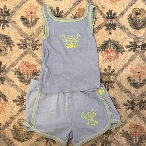 Disney Stitch Blue and Lime Green Trim Outfit